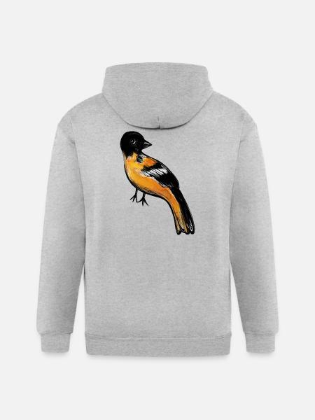 Ember Robin on Midnight - Gildan Heavy Blend Adult Zip Hoodie - heather gray