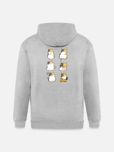 Chubby Calico Cat Expressions - Gildan Heavy Blend Adult Zip Hoodie - heather gray
