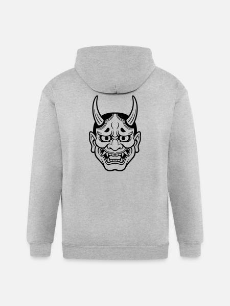 japanese demon mask - Gildan Heavy Blend Adult Zip Hoodie - heather gray