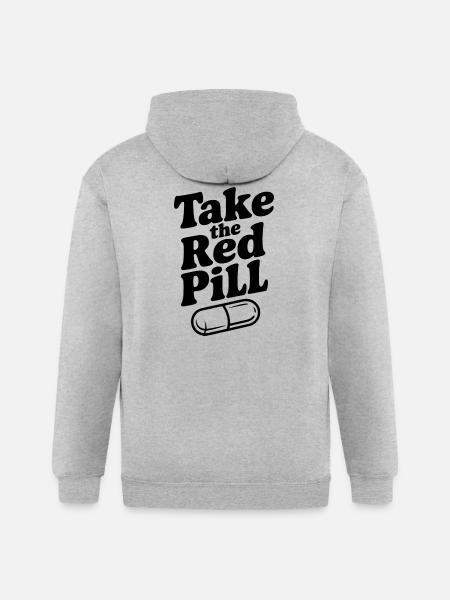 Take the Red Pill - Gildan Heavy Blend Adult Zip Hoodie - heather gray