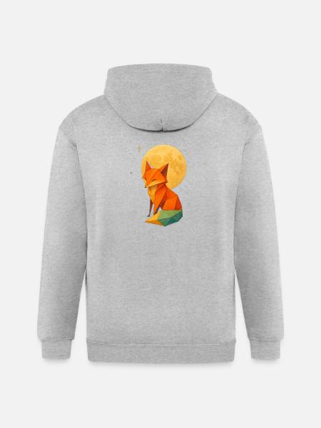 Low-Poly Fox Moonlit Night - Gildan Heavy Blend Adult Zip Hoodie - heather gray