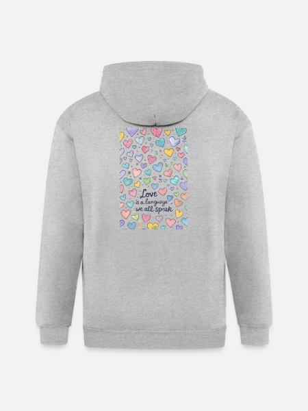Love Speaks Hearts Pattern - Gildan Heavy Blend Adult Zip Hoodie - heather gray