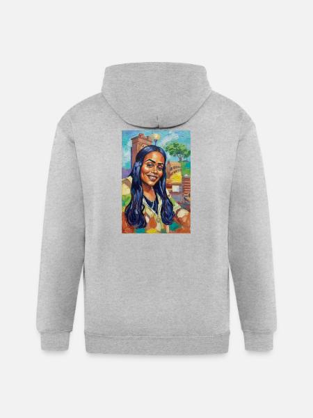 Bluehair City Portrait - Gildan Heavy Blend Adult Zip Hoodie - heather gray