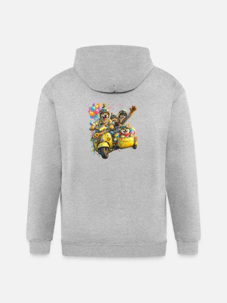 Puptastic Parade on Yellow Scooter - Gildan Heavy Blend Adult Zip Hoodie - heather gray