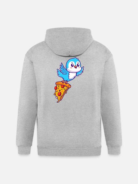 Pizza Pal Penguin on Slice - Gildan Heavy Blend Adult Zip Hoodie - heather gray