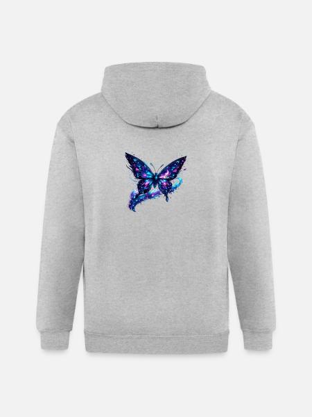 Cosmic Nebula Butterfly - Gildan Heavy Blend Adult Zip Hoodie - heather gray