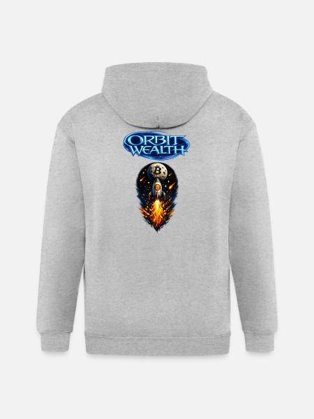 Orbit Wealth Bitcoin Rocket - Gildan Heavy Blend Adult Zip Hoodie - heather gray
