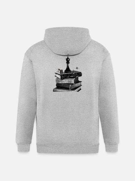 Noir Bookshelf Chess Crown - Gildan Heavy Blend Adult Zip Hoodie - heather gray