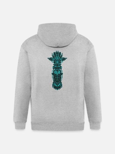 Neon Circuit Totem - Gildan Heavy Blend Adult Zip Hoodie - heather gray