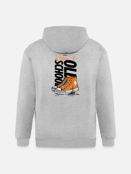 Vibrant Orange Sneakers Illustration - Gildan Heavy Blend Adult Zip Hoodie - heather gray
