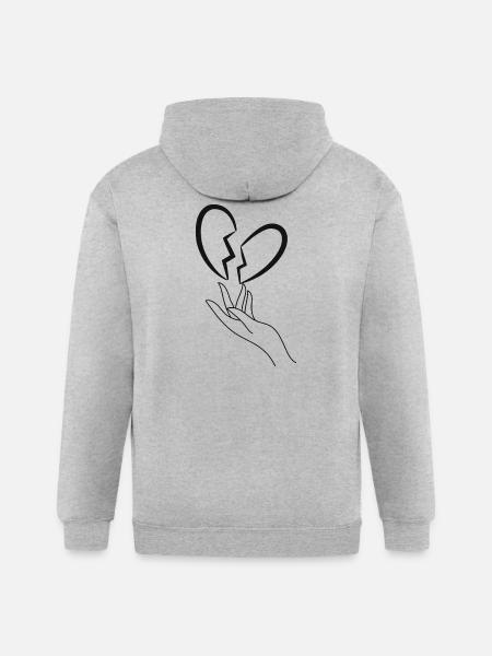 Broken Heart - Gildan Heavy Blend Adult Zip Hoodie - heather gray