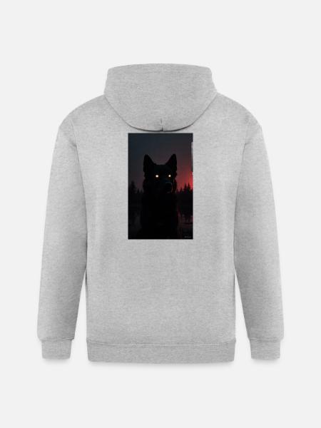 Mysterious Black Wolf at Night - Gildan Heavy Blend Adult Zip Hoodie - heather gray