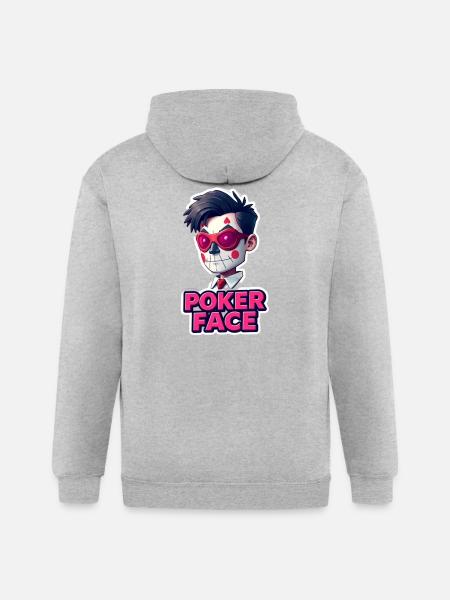 Poker Face - Gildan Heavy Blend Adult Zip Hoodie - heather gray