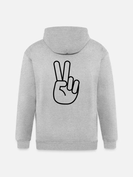 Peace Sign - Gildan Heavy Blend Adult Zip Hoodie - heather gray