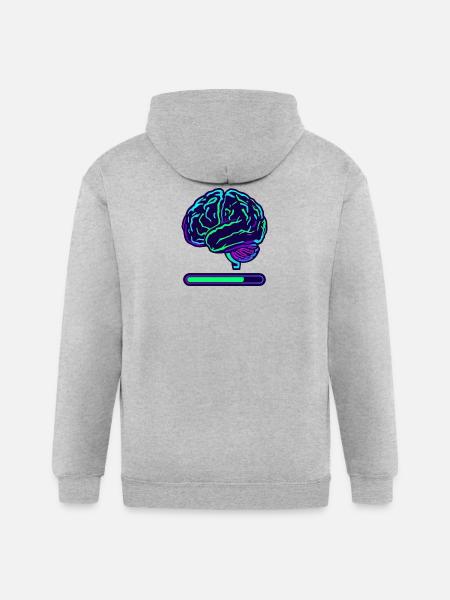Neon Brain Progress Bar - Gildan Heavy Blend Adult Zip Hoodie - heather gray