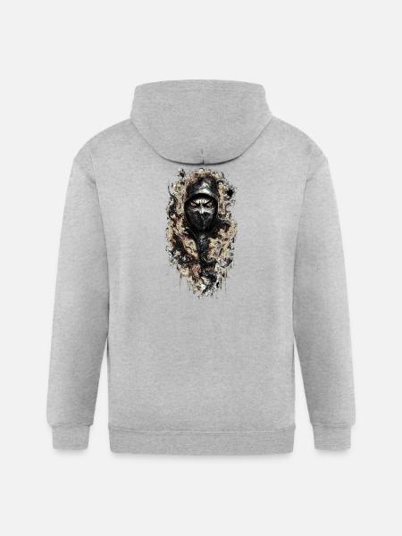 face mask demon - Gildan Heavy Blend Adult Zip Hoodie - heather gray
