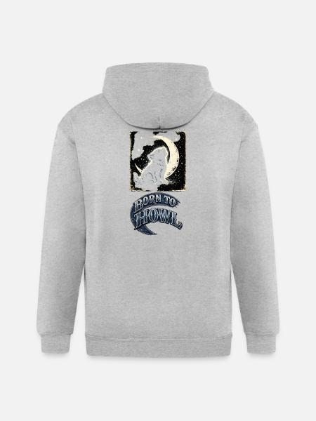 Moonlit Wolf Howl - Gildan Heavy Blend Adult Zip Hoodie - heather gray