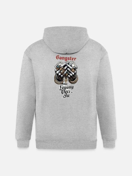 Loyalty Over All Gangster Hands - Gildan Heavy Blend Adult Zip Hoodie - heather gray