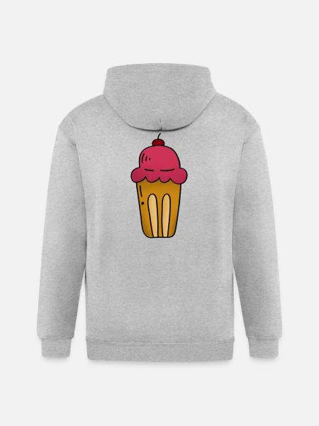 Pink Ice Cream Pop Art Cone - Gildan Heavy Blend Adult Zip Hoodie - heather gray