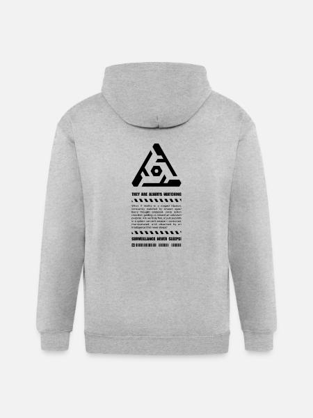 Surveillance Never Sleeps - Gildan Heavy Blend Adult Zip Hoodie - heather gray