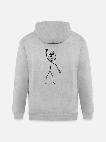 Happy Stick Figure - Gildan Heavy Blend Adult Zip Hoodie - heather gray - Back