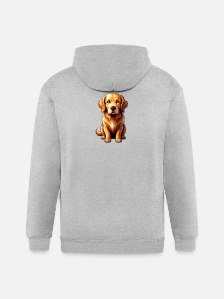 Golden Retriever Pop Art Charm - Gildan Heavy Blend Adult Zip Hoodie - heather gray