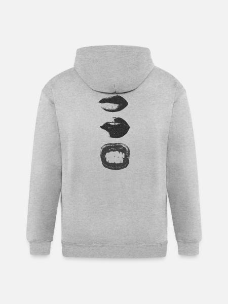 Mono Lip Print Kiss Pattern - Gildan Heavy Blend Adult Zip Hoodie - heather gray