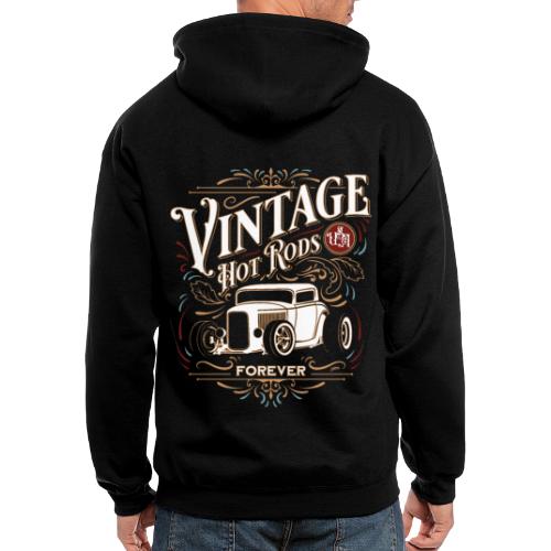 Vintage Hot Rods USA Forever Classic Car Nostalgia - Men's Zip Hoodie