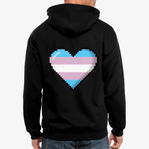 Transgender Pride 8Bit Pixel Heart - Men's Zip Hoodie