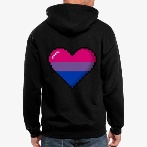 Bisexual Pride 8Bit Pixel Heart - Men's Zip Hoodie