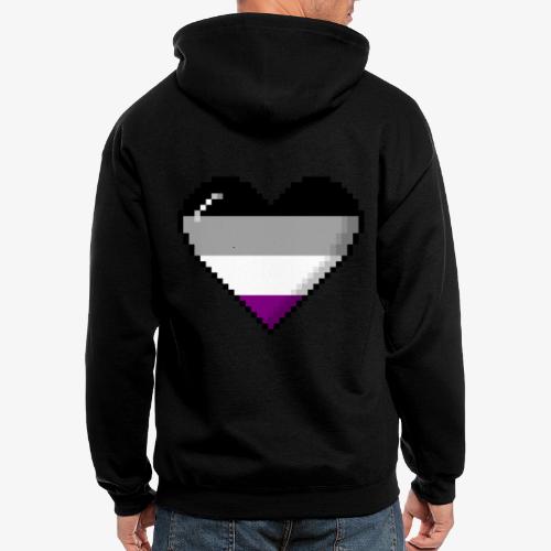 Asexual Pride 8Bit Pixel Heart - Men's Zip Hoodie