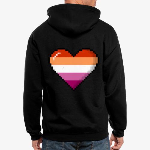 Lesbian Pride 8Bit Pixel Heart - Men's Zip Hoodie