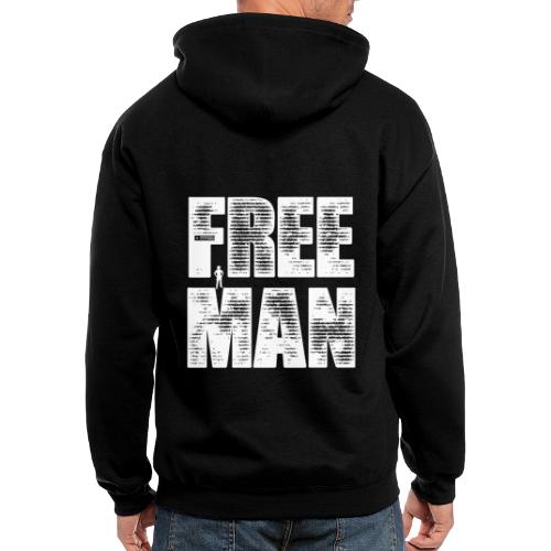 FREE MAN - White Graphic - Men's Zip Hoodie