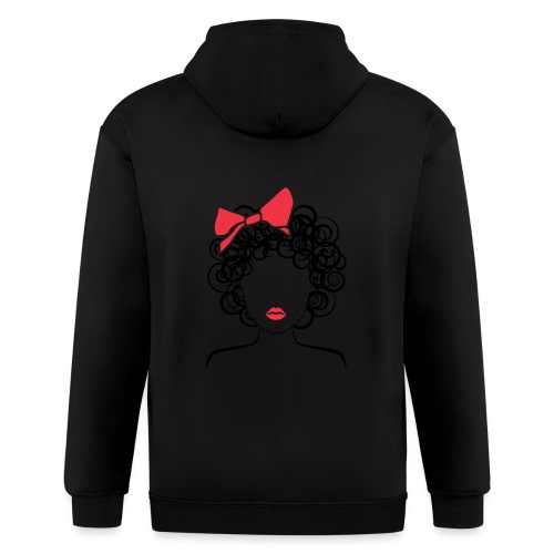 Coily Girl with Red Bow_Global Couture_logo Long S - Men's Zip Hoodie