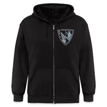 BecauseRobots Coat of Arms (v2) - Gildan Heavy Blend Adult Zip Hoodie - black - Front - Nick (188cm)