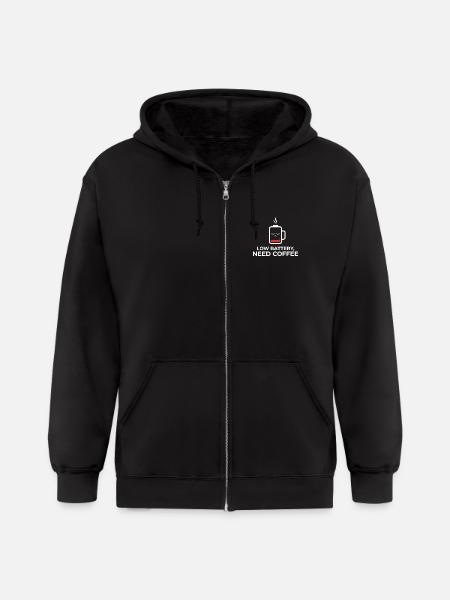 Low Battery Coffee Mug Illustration - Gildan Heavy Blend Adult Zip Hoodie - black