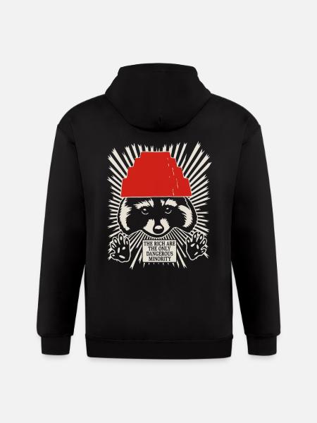Raccoon DEVO Hat Poster – Bold Political Art Print - Gildan Heavy Blend Adult Zip Hoodie - black