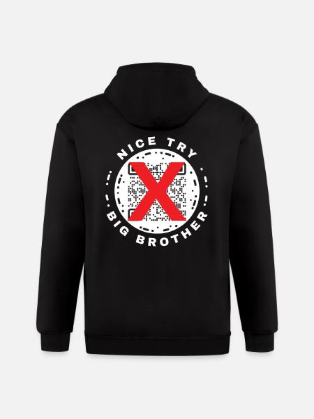 Nice Try Big Brother Privacy QR Code Design - Gildan Heavy Blend Adult Zip Hoodie - black