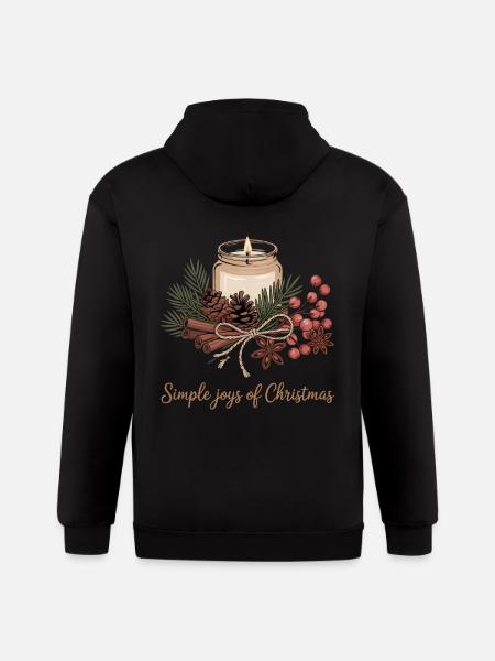 Rustic Christmas Design - Gildan Heavy Blend Adult Zip Hoodie - black