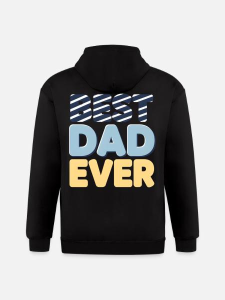 Best Dad Ever Striped Letters - Gildan Heavy Blend Adult Zip Hoodie - black