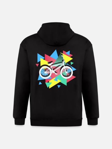 BMX Biking Geometric - Gildan Heavy Blend Adult Zip Hoodie - black