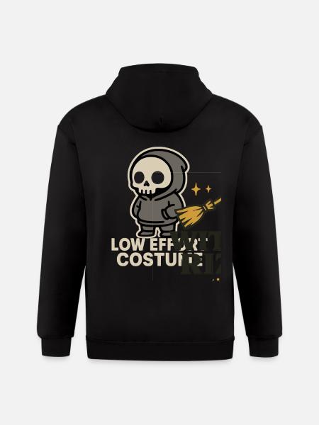 Skeleton Hoodie with Broom - Gildan Heavy Blend Adult Zip Hoodie - black