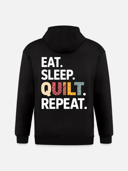 Eat Sleep Quilt Repeat - Gildan Heavy Blend Adult Zip Hoodie - black