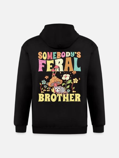 Somebody's Feral Brother - Gildan Heavy Blend Adult Zip Hoodie - black