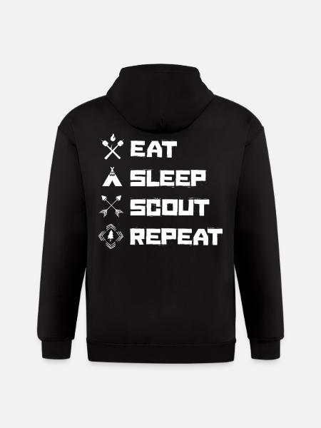 Eat Sleep Scout Repeat Scouting Hobby - Gildan Heavy Blend Adult Zip Hoodie - black
