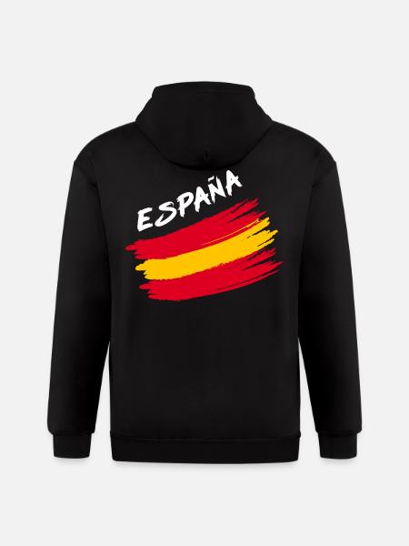 Espana Spain Spanish Flag Brush Design - Gildan Heavy Blend Adult Zip Hoodie - black