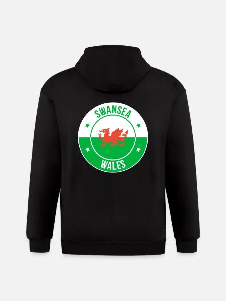 Dragon Crest Swansea Wales - Gildan Heavy Blend Adult Zip Hoodie - black
