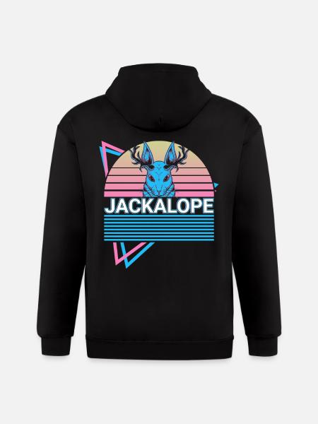 Jackalope Retro Cryptid Cryptozoology - Gildan Heavy Blend Adult Zip Hoodie - black