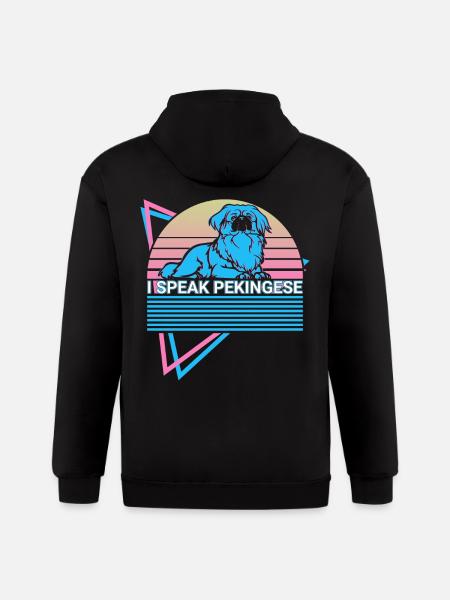 I Speak Pekingese Retro - Gildan Heavy Blend Adult Zip Hoodie - black