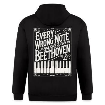 Every Wrong Note Is One Step Closer to Beethoven - Gildan Heavy Blend Adult Zip Hoodie - black - Back - Nick (188cm)